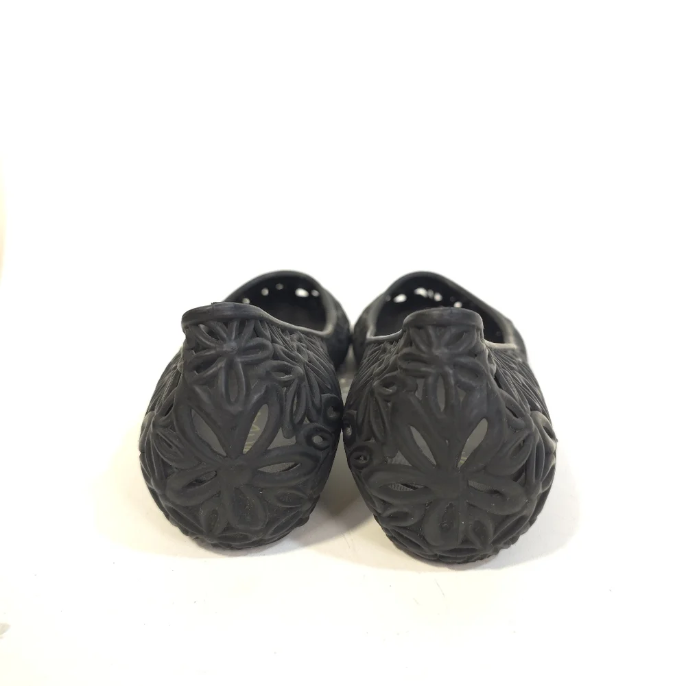 Black Floral Cutout Jelly Ballet Flats